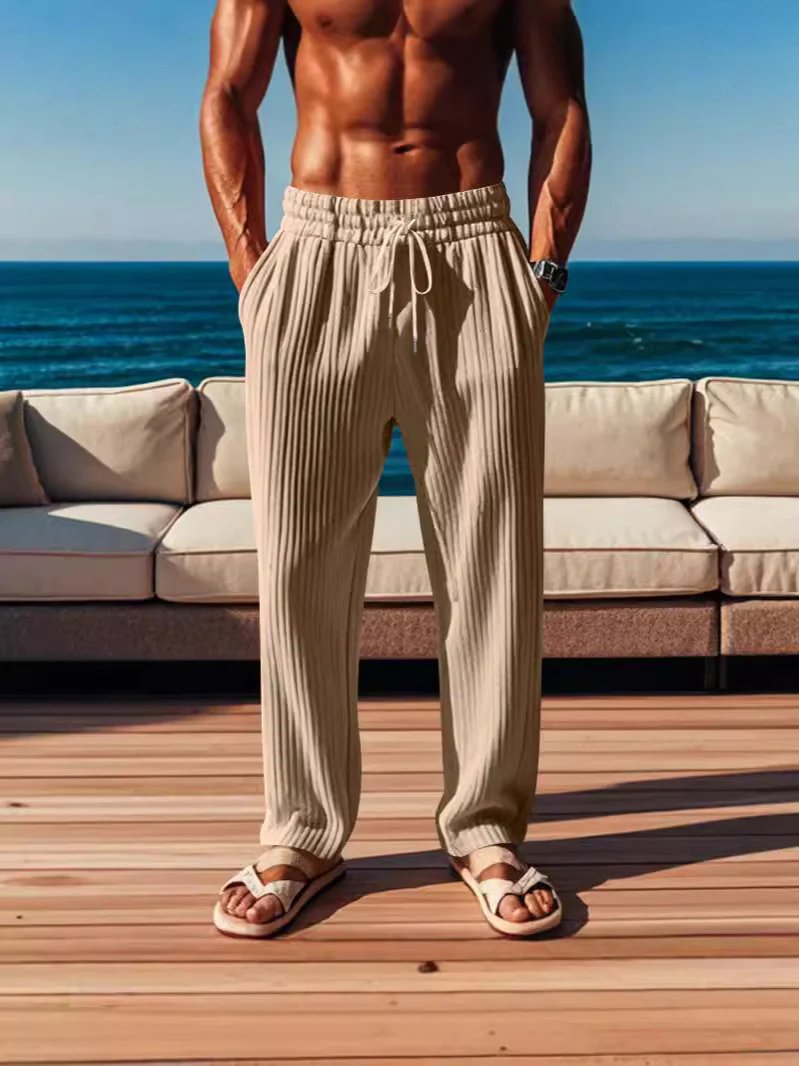 Men'S Vertical Strips Casual Sports Fashion Trousers