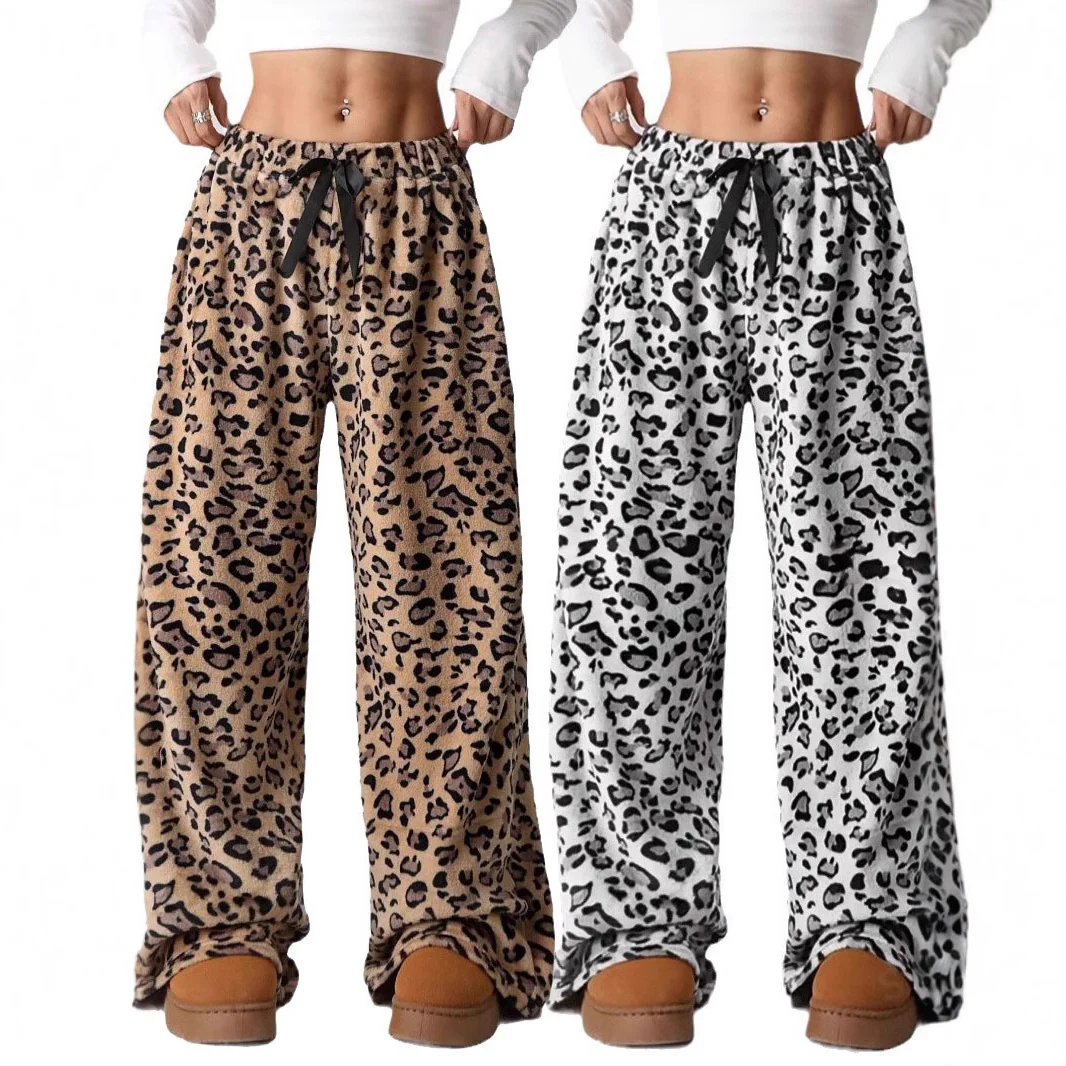 New Fashion Printed Leopard Print Trousers Wide Legs Pants