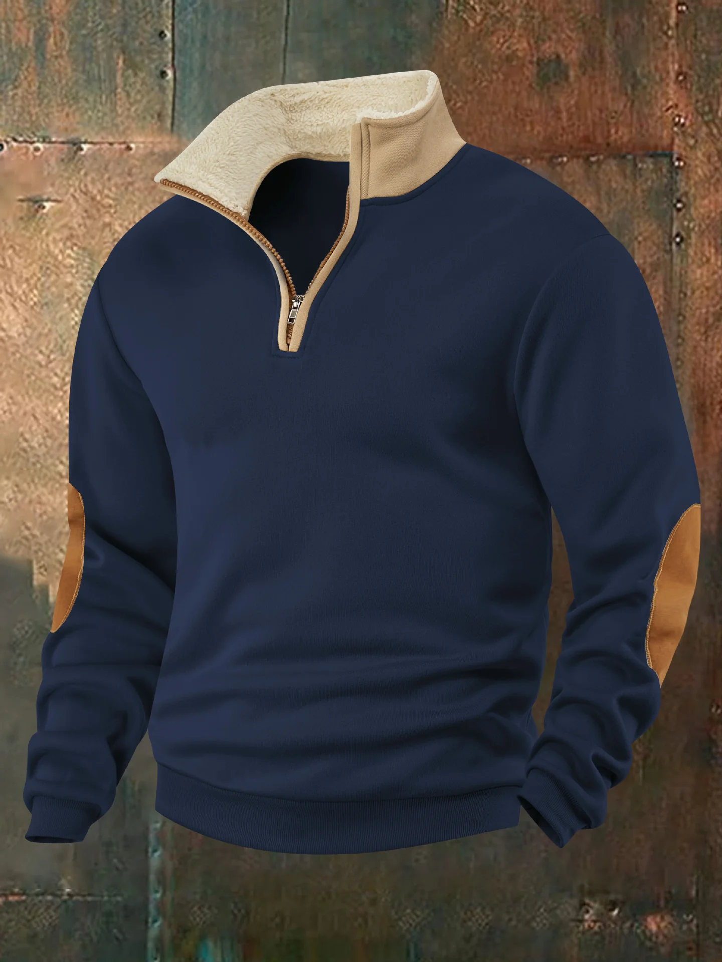 Retro patchwork embroidered men's knitted sweater