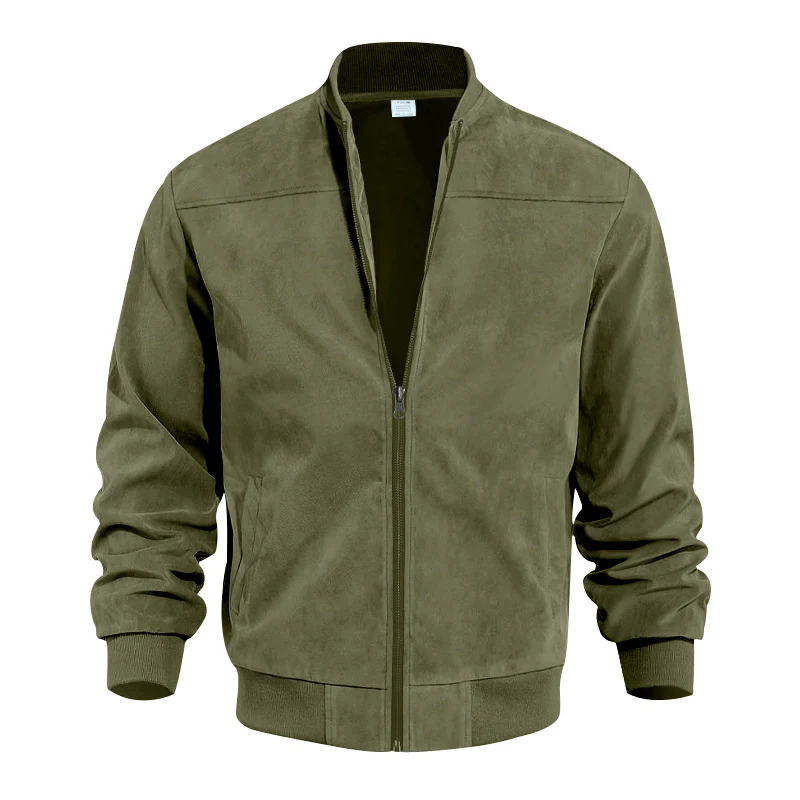 Suede solid-color men's zipper jacket