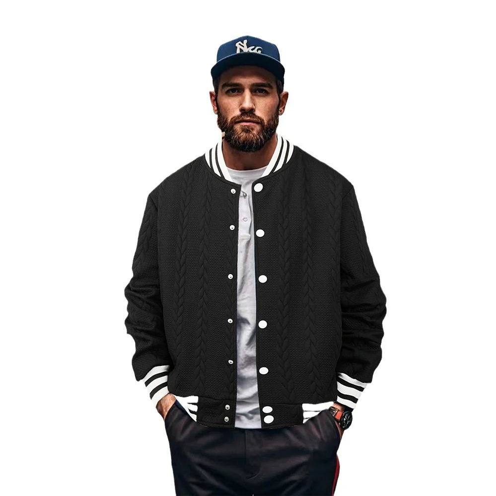 Solid-color men's cardigan baseball suit